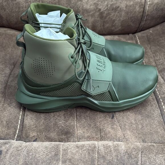 Puma Trainer Hi By Fenty x Rihanna Cypress Green Fashion Sneaker Woman’s Size 7 - Picture 6 of 8